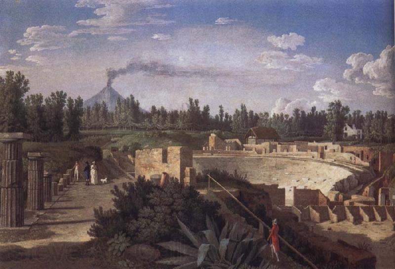 Jakob Philipp Hackert View of the Ruins of the Antique Theatre of Pompei Spain oil painting art